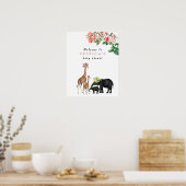 Cute Elephant & Giraffe Baby shower Affiche de bie (Cuisine)