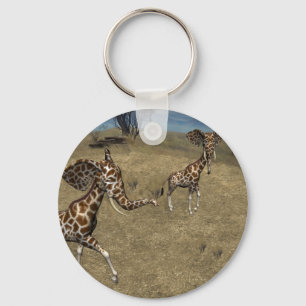 Cute Elephant Giraffes Sleutelhanger