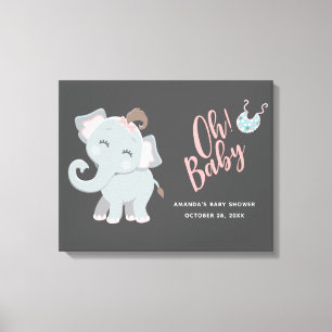 Cute Elephant Girl Baby shower Canvas Afdruk