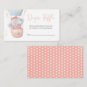Cute Elephant Girl Baby shower Diaper Raffle Card Informatiekaartje