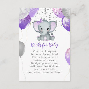 Cute Elephant Girl Balloons Boeken voor Baby Informatiekaartje