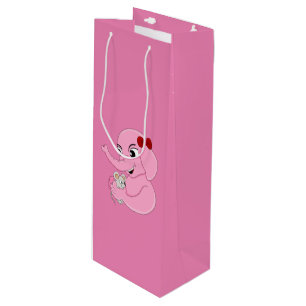 Cute elephant girl cartoon wijnzak wijn cadeautas