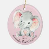 Cute Elephant Girls First Kerstannament Keramisch Ornament (Links)