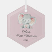 Cute Elephant Girls First Kerstmis Glas Ornament (Voorkant)