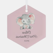 Cute Elephant Girls First Kerstmis Glas Ornament (Achterkant)
