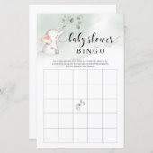 Cute elephant greenery baby shower bingo game (Voorkant / Achterkant)