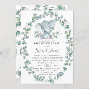 Cute Elephant Greenery Baby shower by Mail Boy Kaart