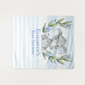 Cute Elephant Greenery Boy Baby shower Photo Booth Wandkleed (Voorkant (horizontaal))