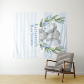 Cute Elephant Greenery Boy Baby shower Photo Booth Wandkleed (In Situ (horizontaal))