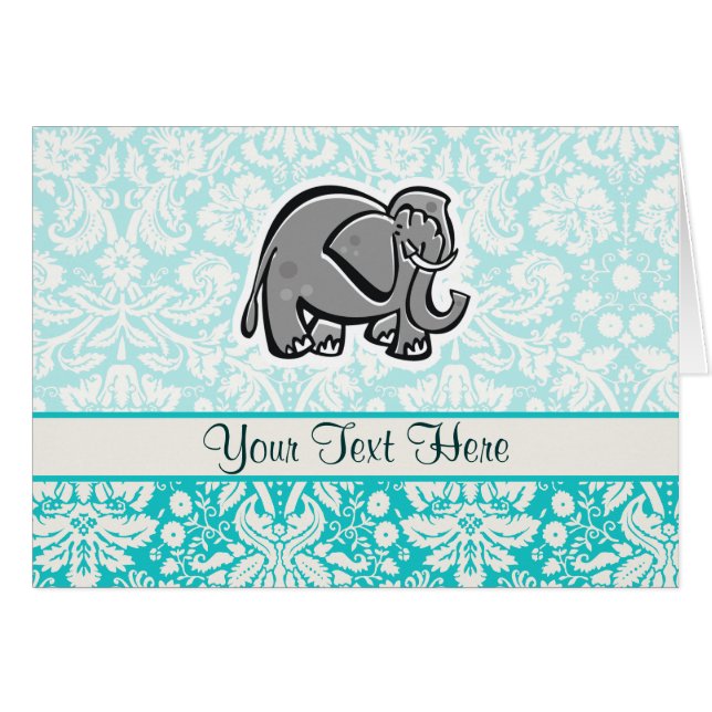 Cute Elephant groenblauw (Voorkant Horizontaal)