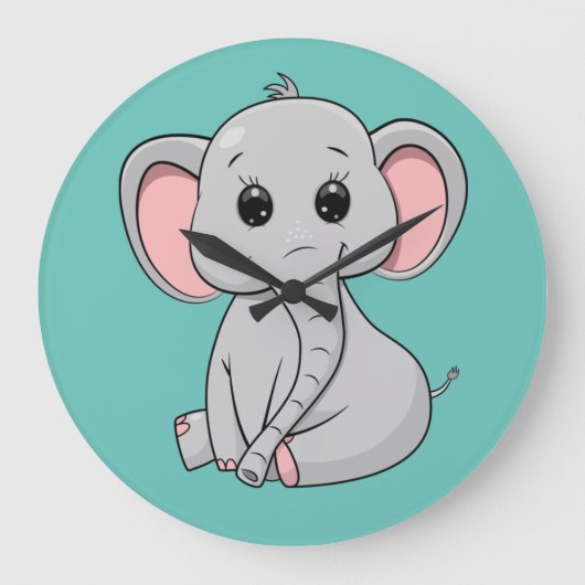 Cute Elephant Grote Klok (Voorkant)