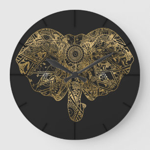 Cute Elephant hand getrokken Henna floral Grote Klok