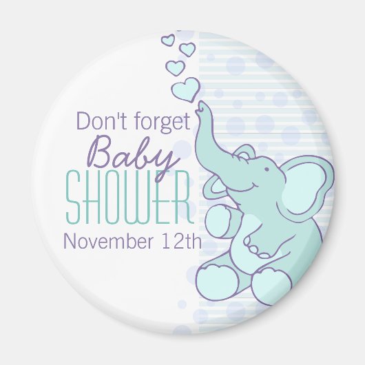 Cute Elephant harten baby shower magnet Magneet (Voorkant)