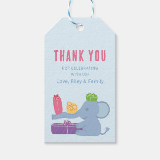 Cute Elephant Holding Gifts Vertical Favor Tags Cadeaulabel