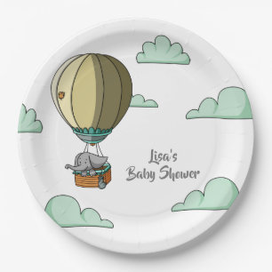 Cute Elephant Hot Air Ballon Baby shower Papieren Bordje