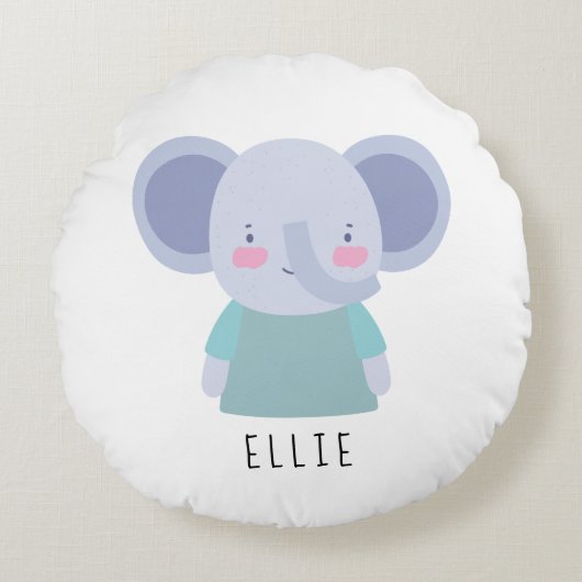 Cute Elephant Illustratie - Rond Kussen (Voorkant)