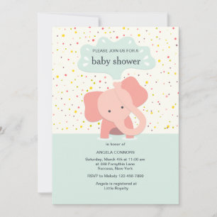 Cute Elephant Invitation Kaart