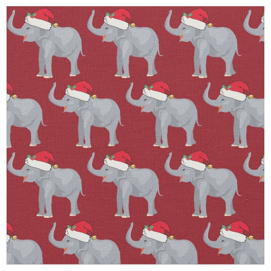 Cute Elephant Kerstmis Stof (Close Up)