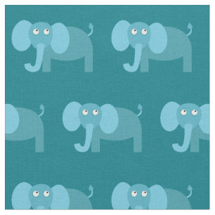 Cute Elephant Kind Baby Nursery Blauwgroen Stof