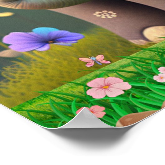 Cute Elephant Mam and Baby Garden of Flowers Art Poster (Hoek)