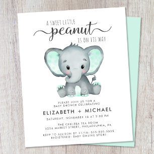 Cute Elephant Mint Couples Baby shower Invitation