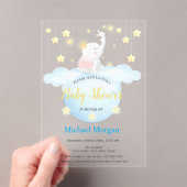 Cute Elephant Moon Stars Acrylic Invitation (In situ (ordinateur de poche))