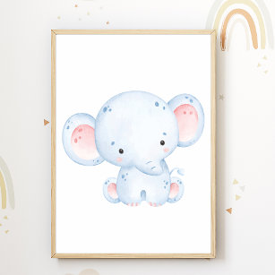 Cute Elephant Nursery Poster Enfants Décor Chambre