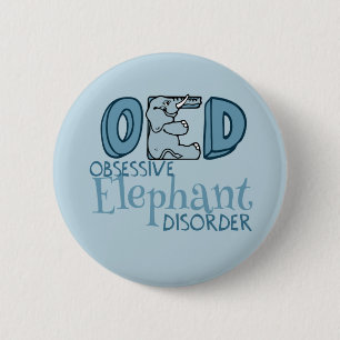 Cute Elephant Obsoned Blue Ronde Button 5,7 Cm