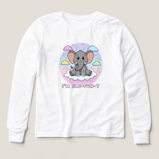 Cute Elephant on Cloud - I'm Ele-Fun-t Pun (Motif recto)