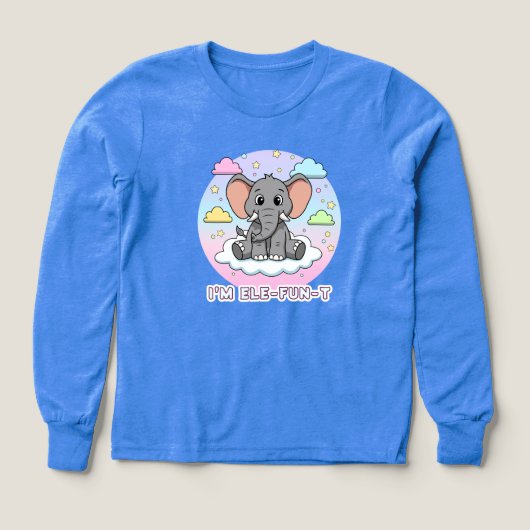 Cute Elephant on Cloud - I'm Ele-Fun-t Pun (Motif recto)