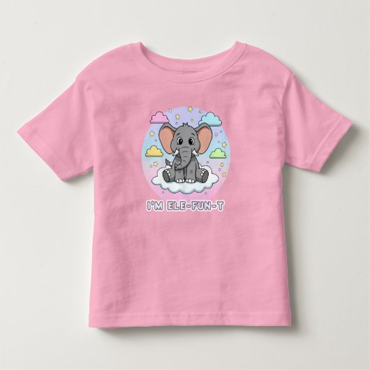 Cute Elephant on Cloud - I'm Ele-Fun-t Pun Kinder Shirts (Voorkant)