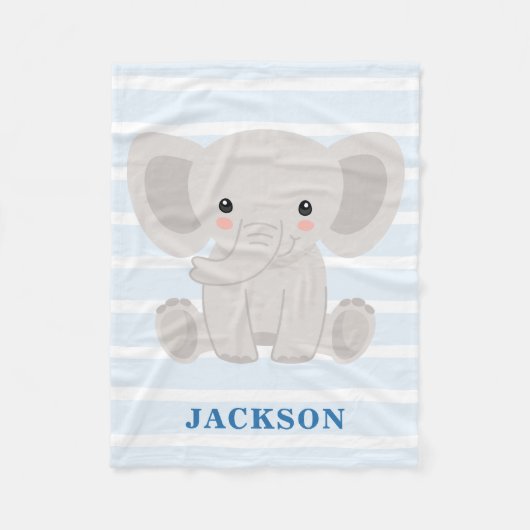 Cute Elephant Personalized Baby Boy Fleece Deken (Voorkant)
