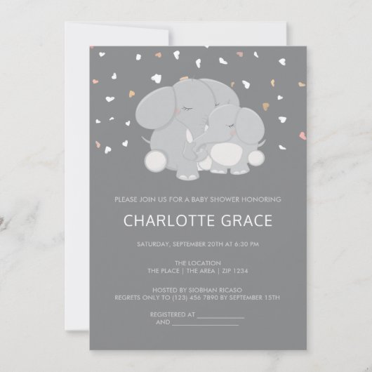 Cute Elephant Personalized Baby shower Kaart (Voorkant)