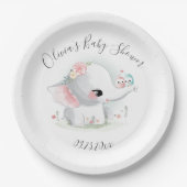 Cute Elephant Personalized Baby shower Papieren Bordje (Voorkant)