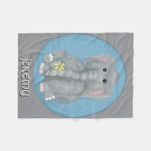 Cute Elephant Personalized Fleece Blanket Deken (Voorkant (Horizontaal))