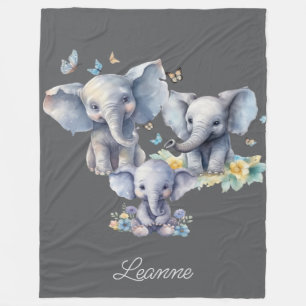 Cute Elephant Personalized Fleece Deken
