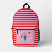 Cute Elephant Pink and Red Kid Monogram Backpack Bedrukte Rugzak (Voorkant)