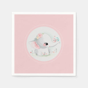 Cute Elephant Pink Baby shower Servet