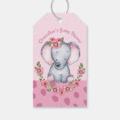 Cute Elephant Pink Boho Floral Baby shower Cadeaulabel (Achterkant)