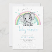 Cute Elephant Rainbow Blue Baby shower Kaart (Voorkant)