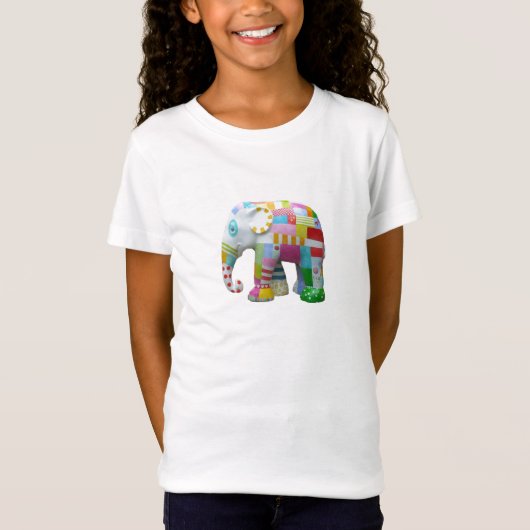 Cute elephant retro patchwork t-shirt (Voorkant)