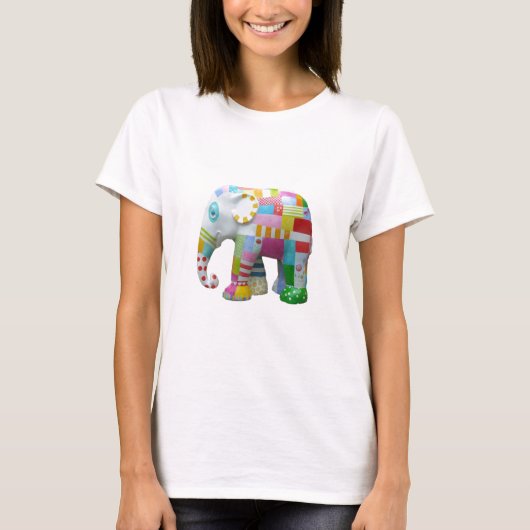Cute elephant retro patchwork t-shirt (Voorkant)
