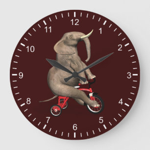 Cute Elephant Riding a Tricycle Grote Klok