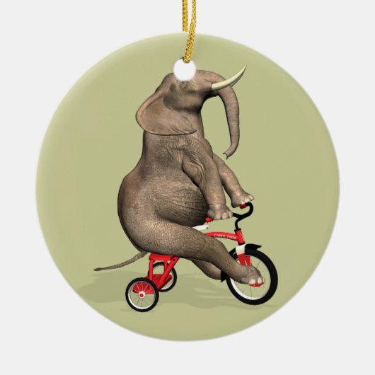 Cute Elephant Riding a Tricycle Keramisch Ornament (Voorkant)