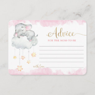 Cute elephant roze Gold Advice voor moeder ouders Informatiekaartje