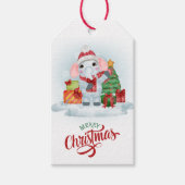 Cute Elephant Santa Hat Kerstmis Cadeaulabel (Voorkant)