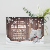 Cute Elephant Snowflakes Rustige Winter Baby showe Kaart (Staand voorkant)