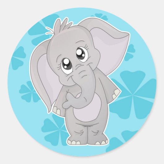 Cute Elephant Sticker - Large (Voorkant)