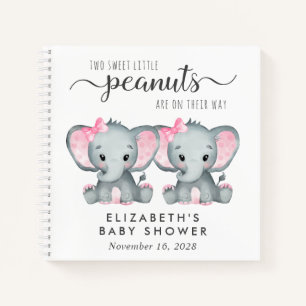 Cute Elephant Twin Girls Baby shower livre d'invit