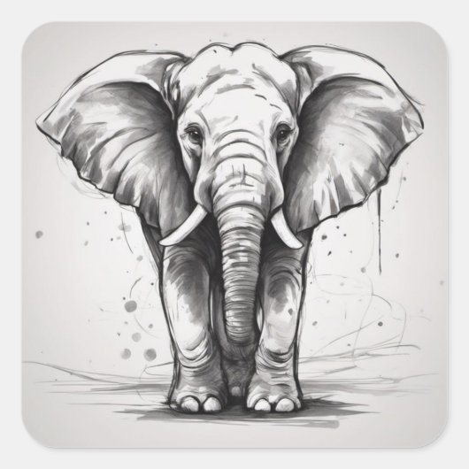 Cute Elephant Vierkante Sticker (Voorkant)